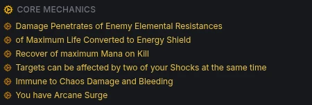 PoE2 Core Mechanics section highlighting keystone-driven rules